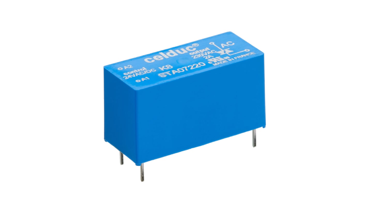 Celduc SP-ST-SL Series Solid State Relay, 2 A Load, PCB Mount, 30 V dc Load, 30 V dc Control