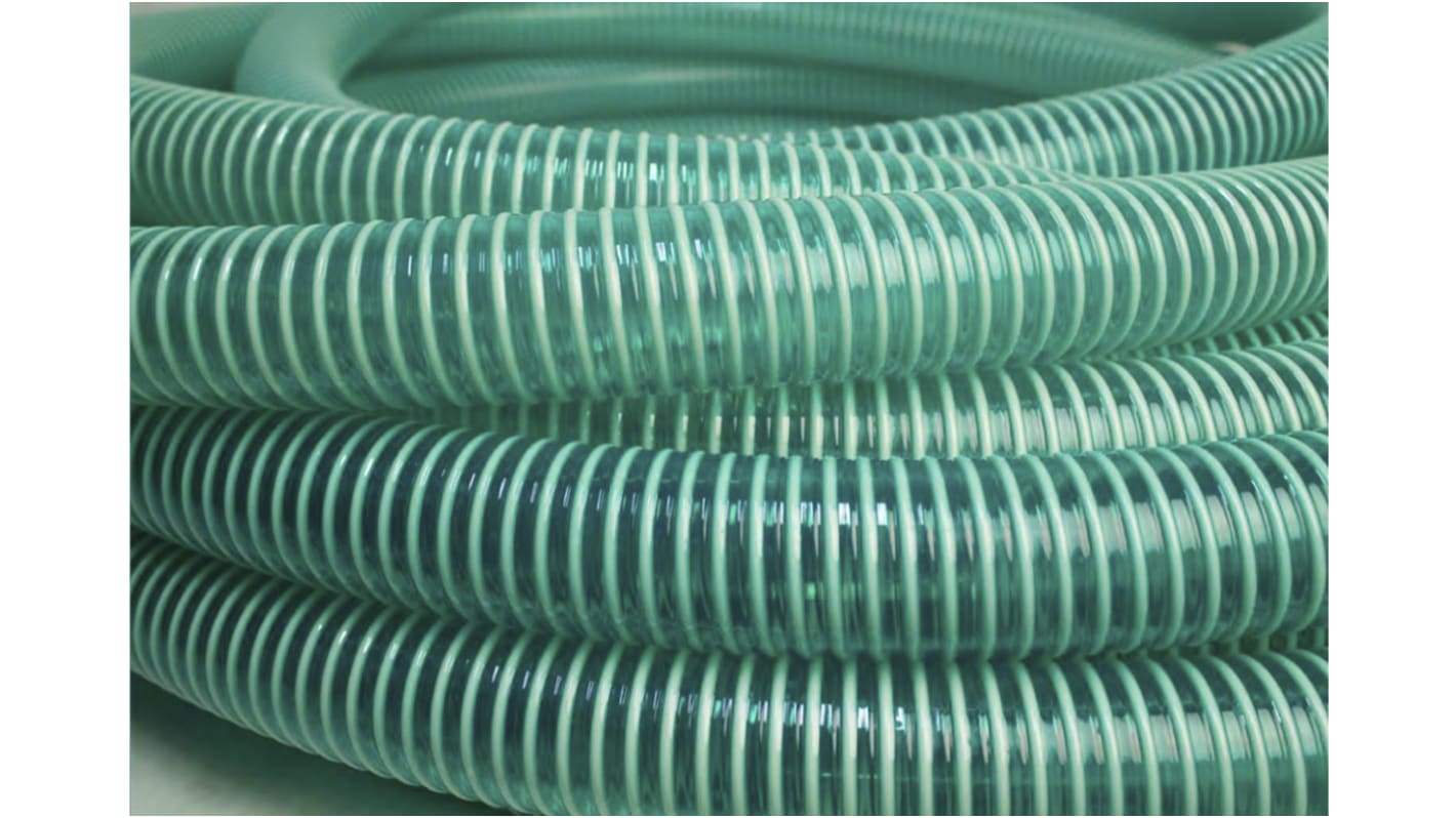 RS PRO PVC, Hose Pipe, 38mm ID, 46mm OD, Green, 10m