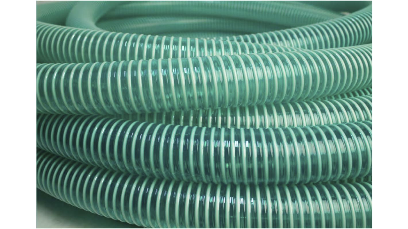 RS PRO PVC, Hose Pipe, 51mm ID, 60.2mm OD, Green, 10m