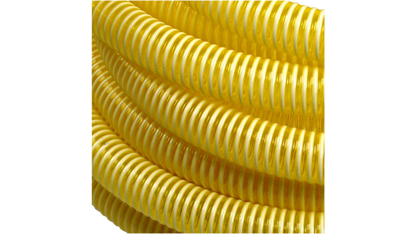 RS PRO Hose Pipe, PVC, 38mm ID, 45.4mm OD, Yellow, 10m