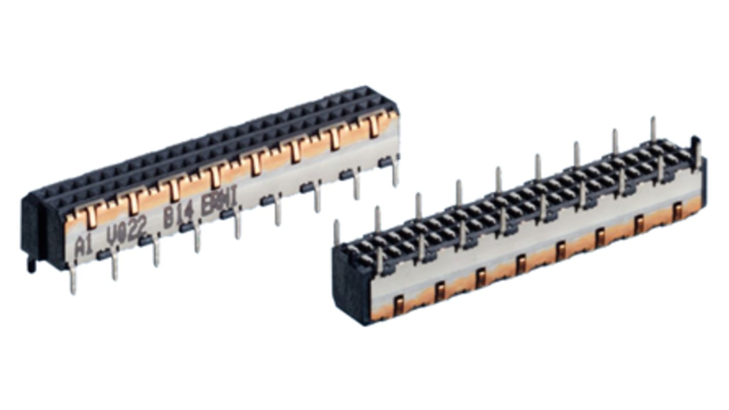 ERNI MicroSpeed Series Straight Surface Mount, Through Hole PCB Socket, 50-Contact, 2-Row, 1mm Pitch, Solder Termination