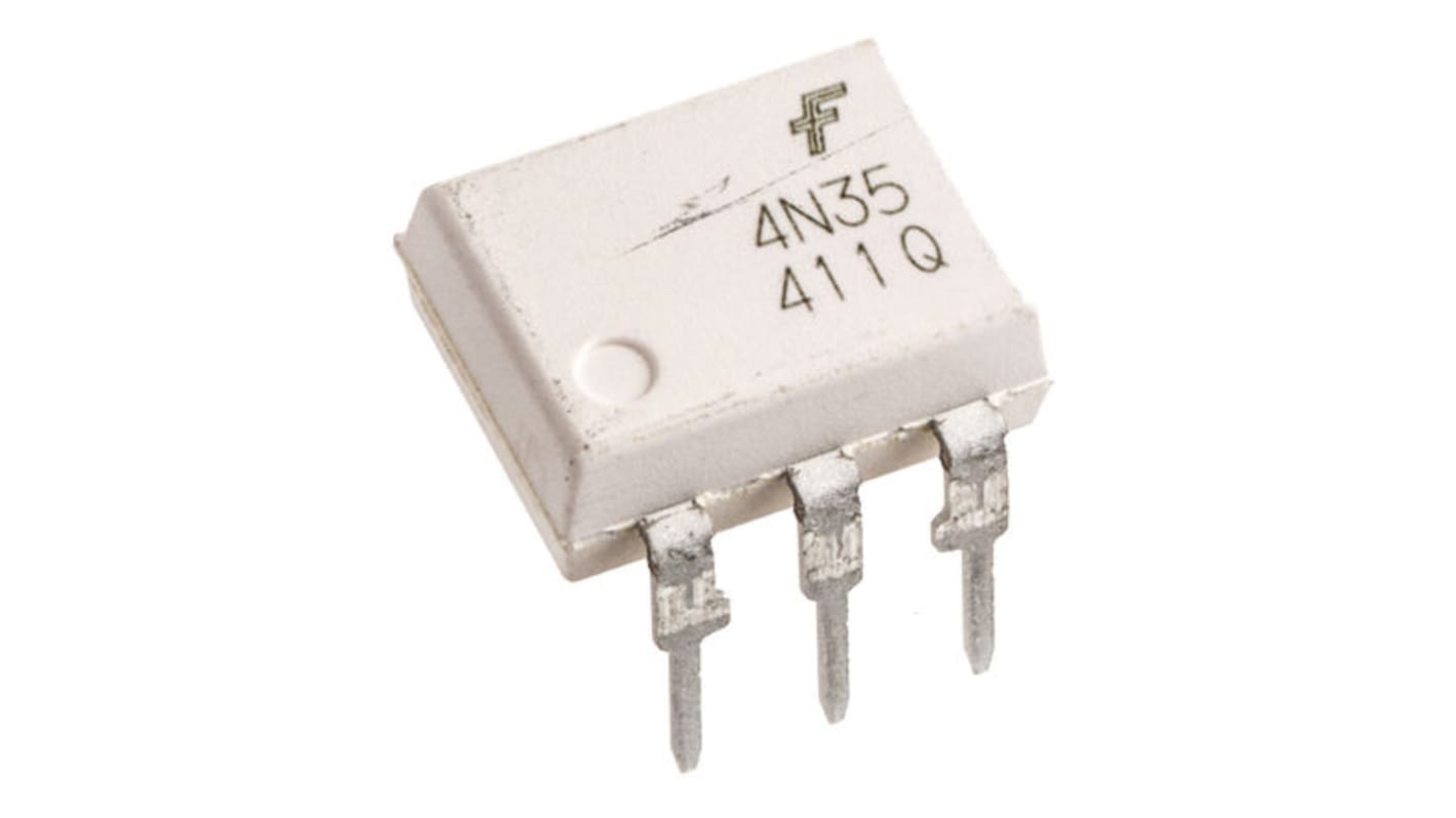 onsemi, 4N37M DC Input Phototransistor Output Optocoupler, Through Hole, 6-Pin DIP