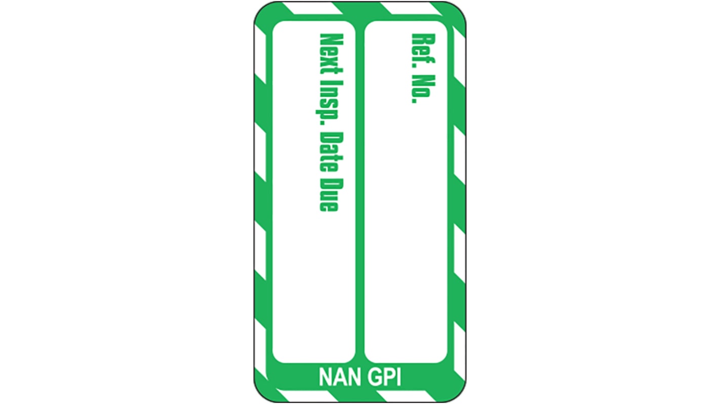 Brady White on Green Safety Inspection Tag, English Language, 20 per Pack