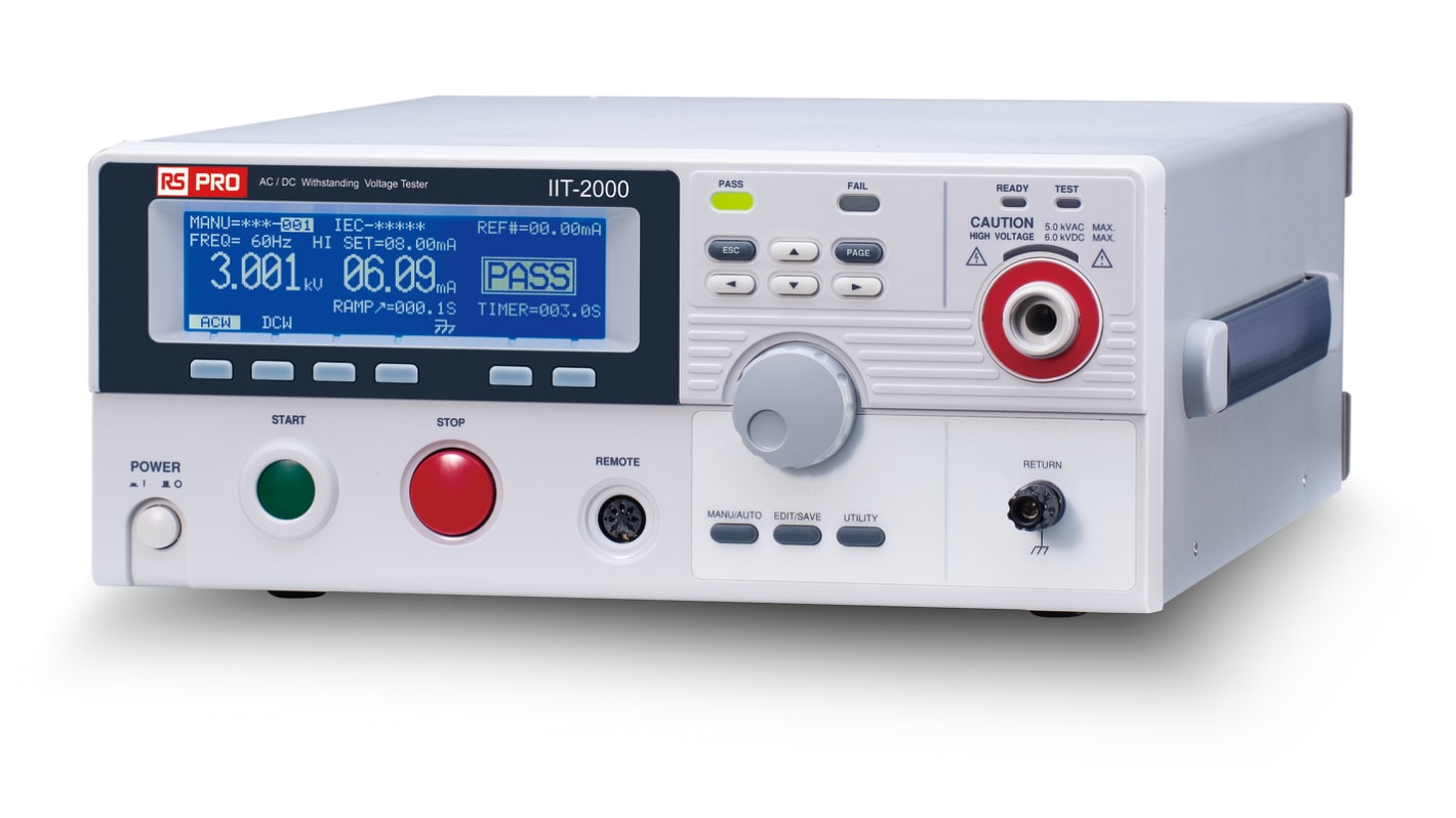 Comprobador de rigidez dieléctrica RS PRO IIT2000, 9500MΩ, 5000 V ac, 6000V dc