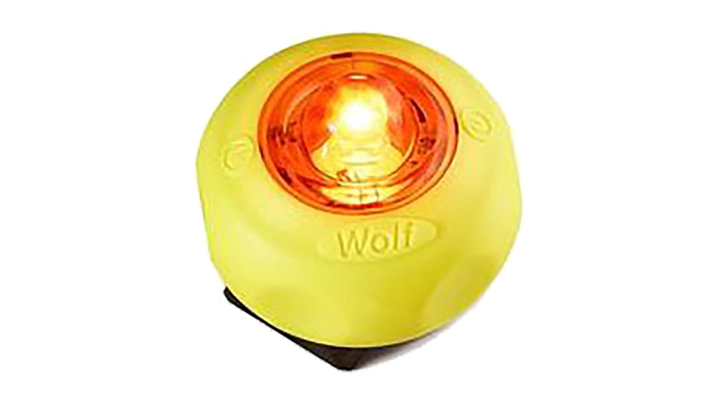 Wolf Safety Amber Flashing Beacon, 3 V, Base Mount, LED Bulb, IP67