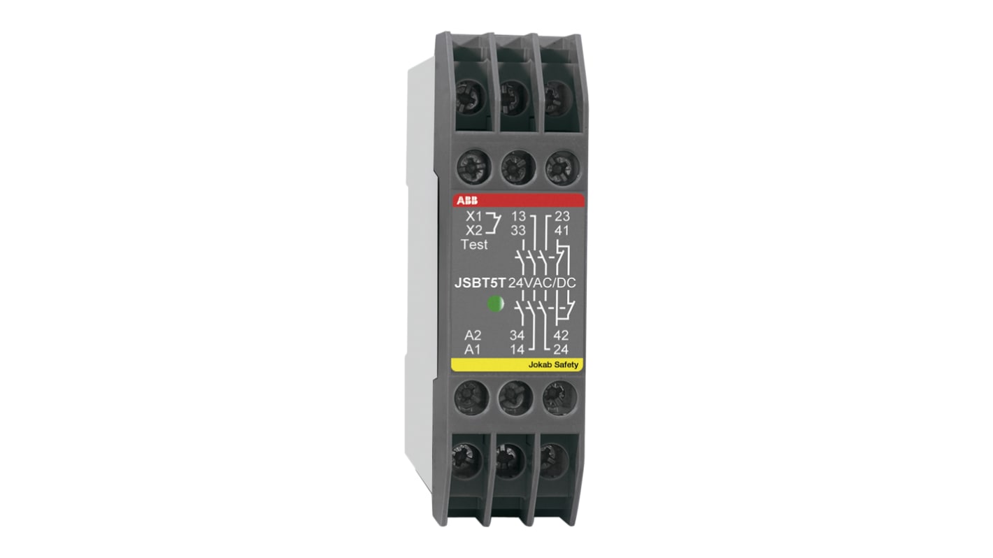 ABB Dual-Channel Safety Switch/Interlock Safety Relay, 24V ac/dc, 3 Safety Contacts