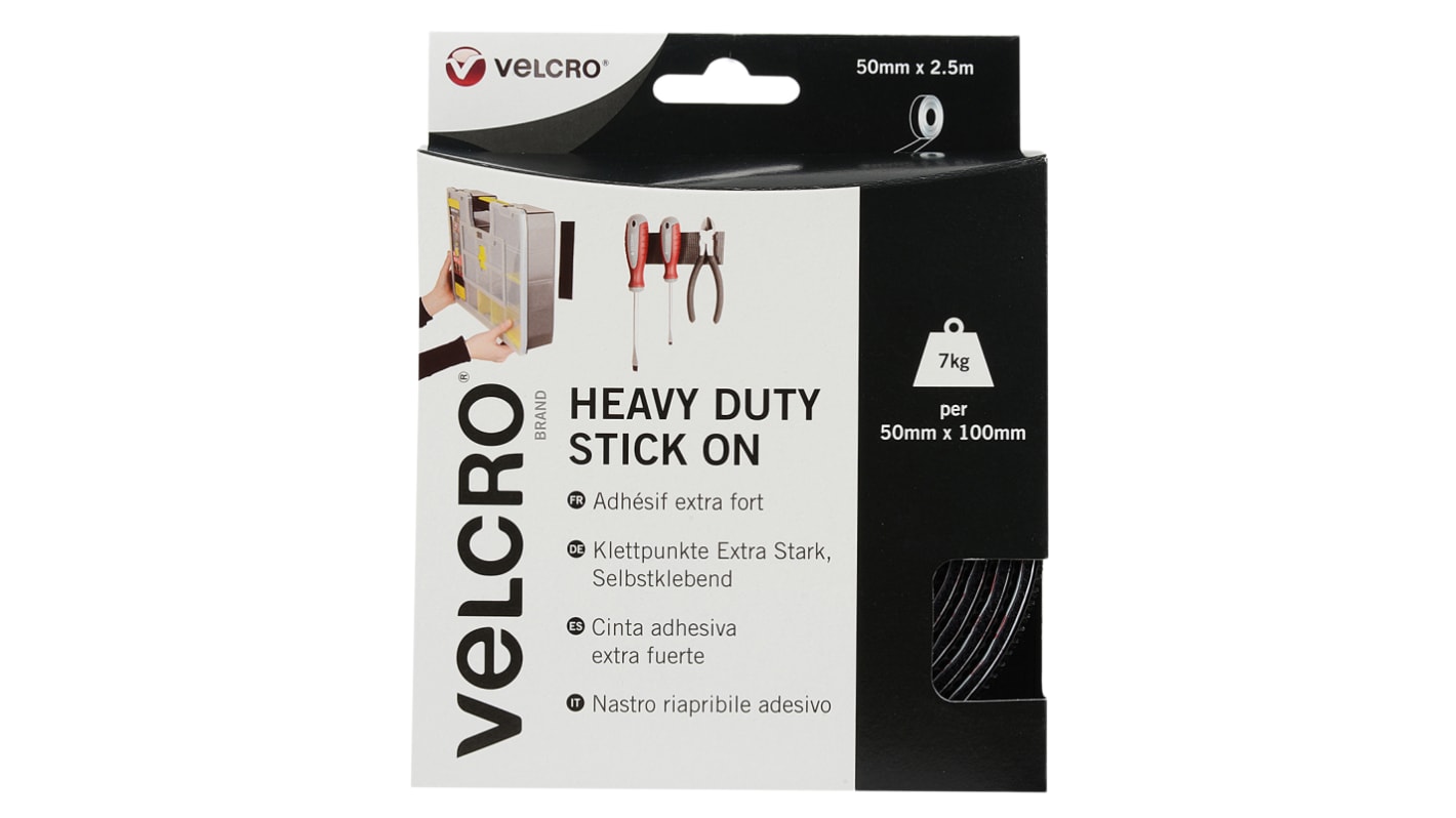 Velcro Black Hook & Loop Tape, 50mm x 2.5m