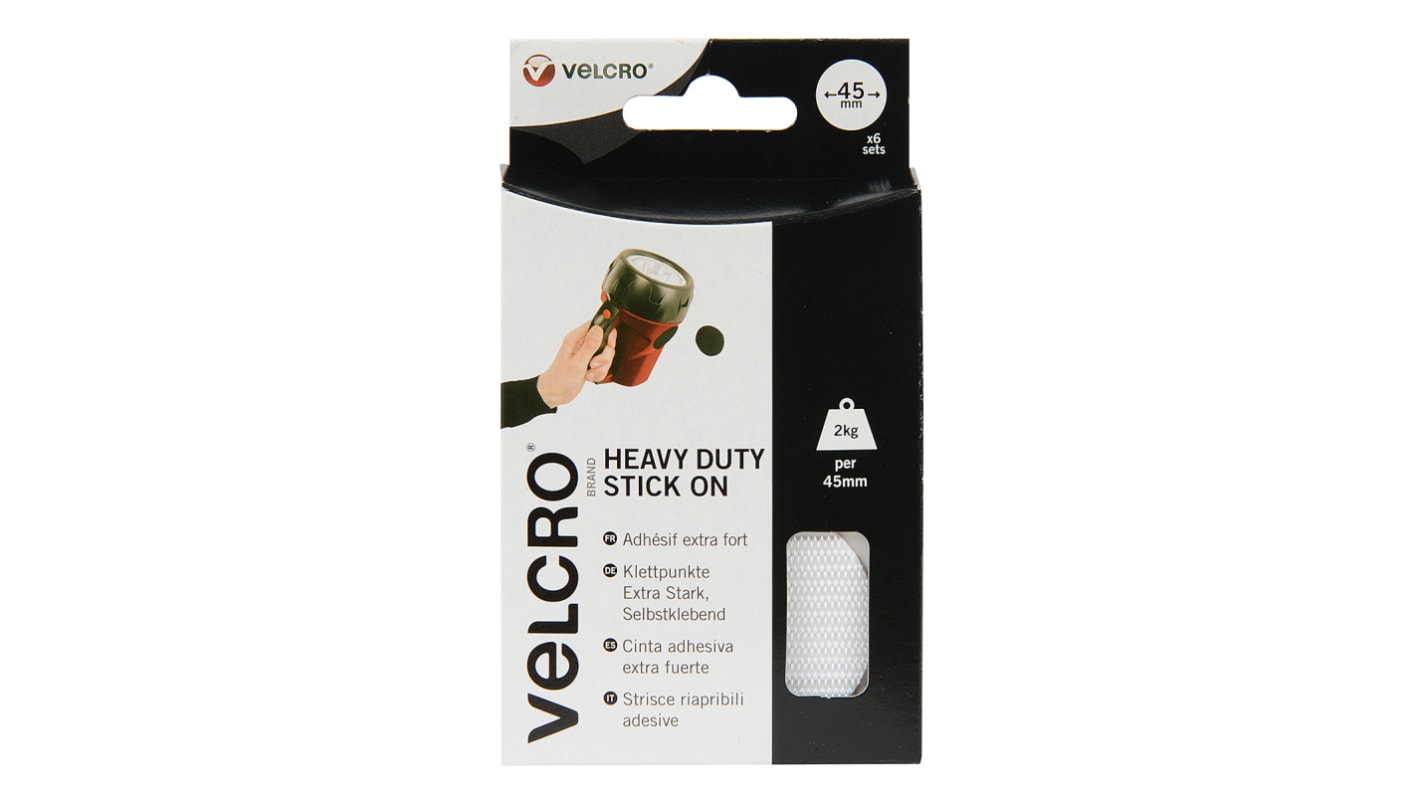 Velcro 粘扣带魔术贴, 白色, 45mm长 x 45mm宽
