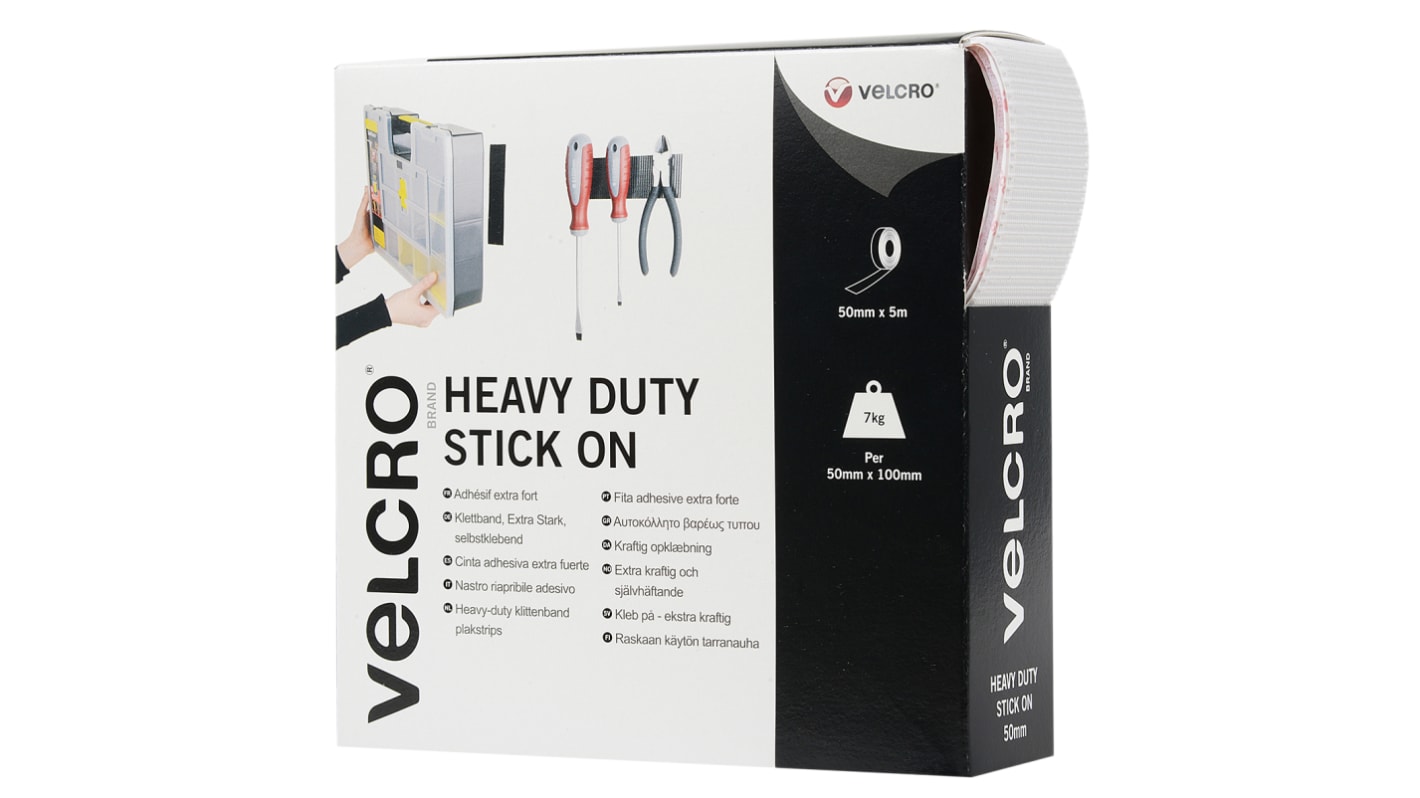 Velcro White Hook & Loop Tape, 50mm x 5m
