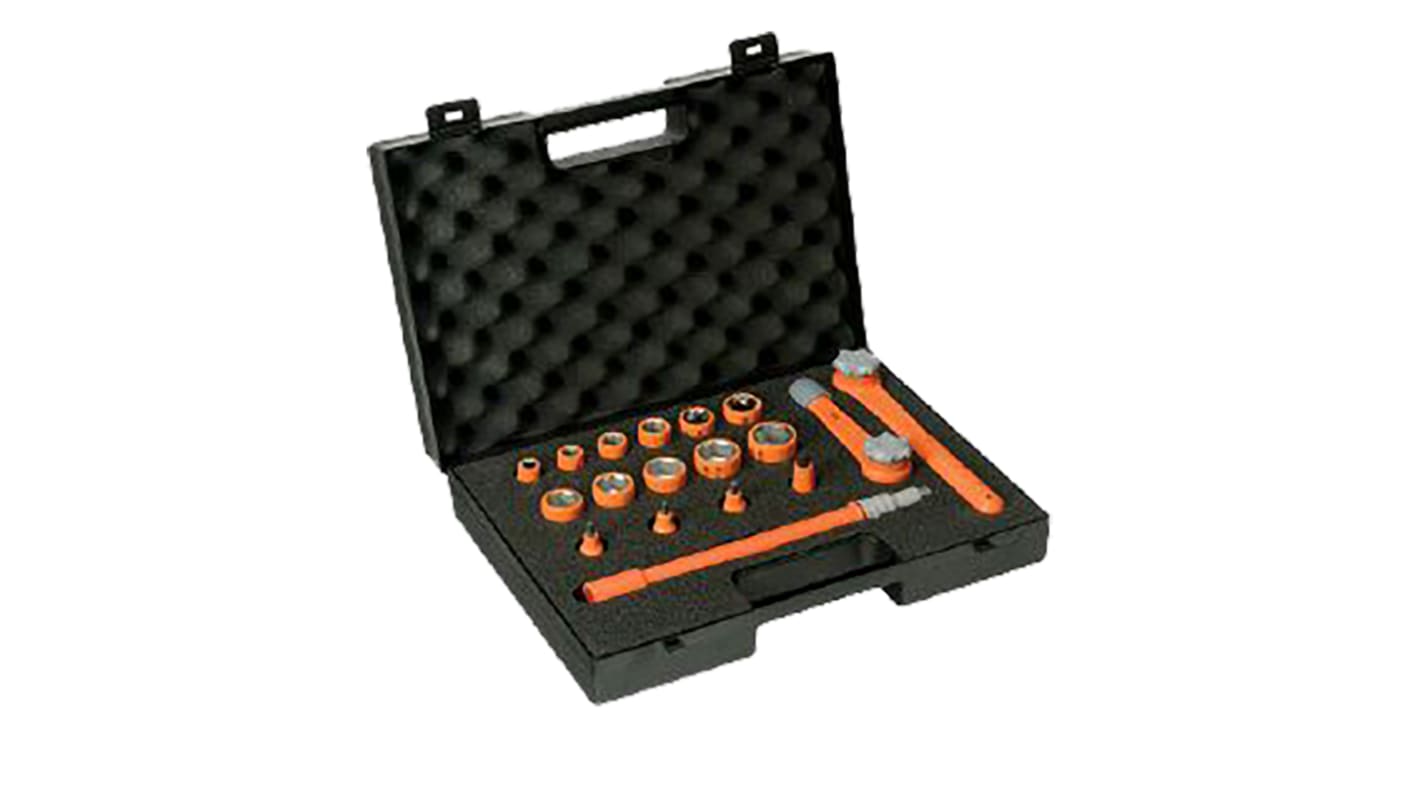 Penta 18-Piece Metric 3/8 in Deep Socket/Standard Socket Set with Ratchet, 6 point, VDE/1000V