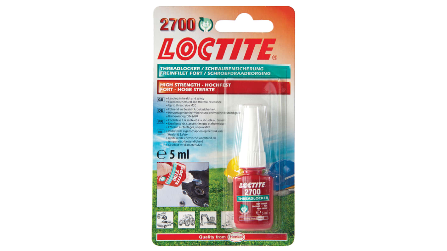 Loctite Loctite 2700 Green Threadlocking Adhesive, 5 ml, 24 h Cure Time