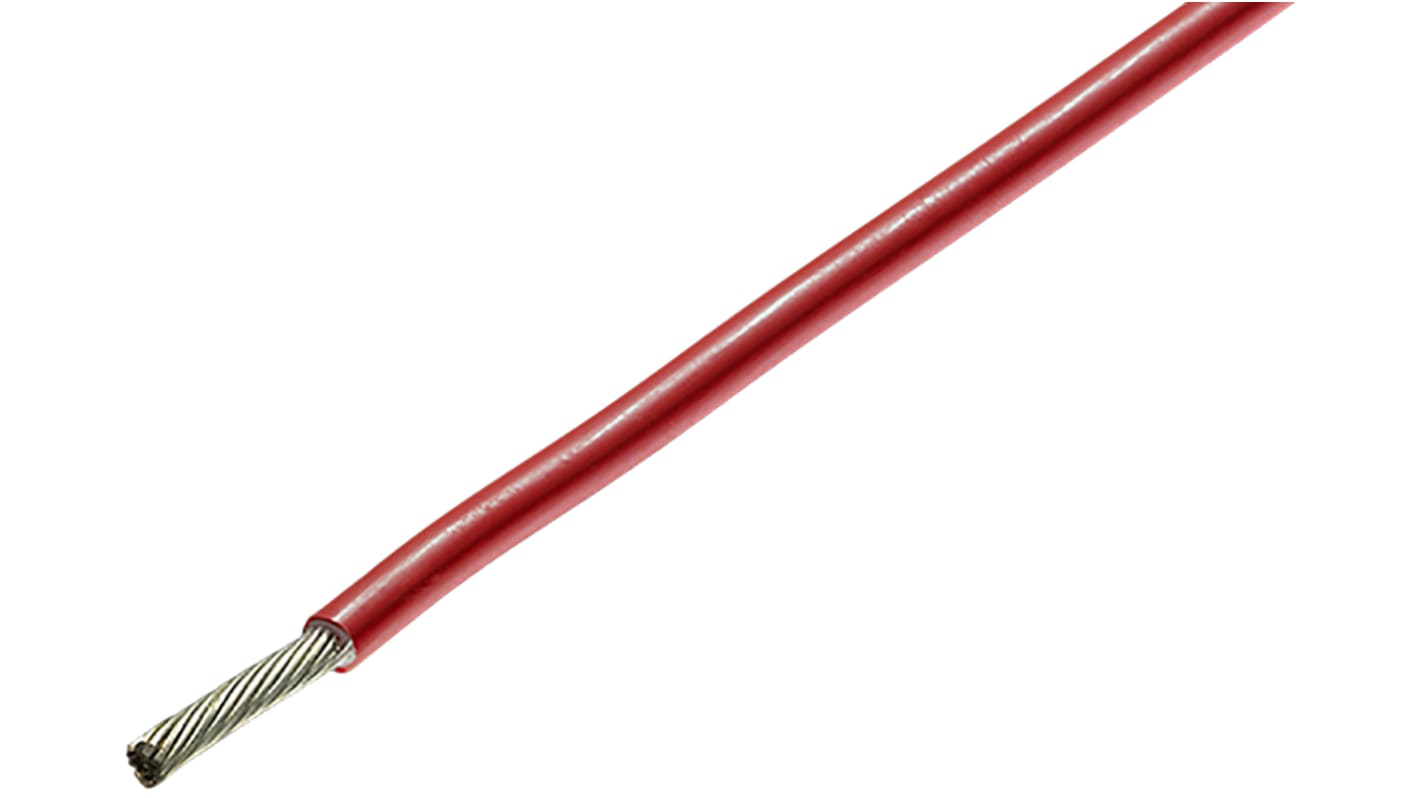 TE Connectivity 红色恶劣环境电线, 0.22 mm², 100m长, 24 AWG, 600 V, 最高+125°C, 聚酯纤维绝缘, 99M系列