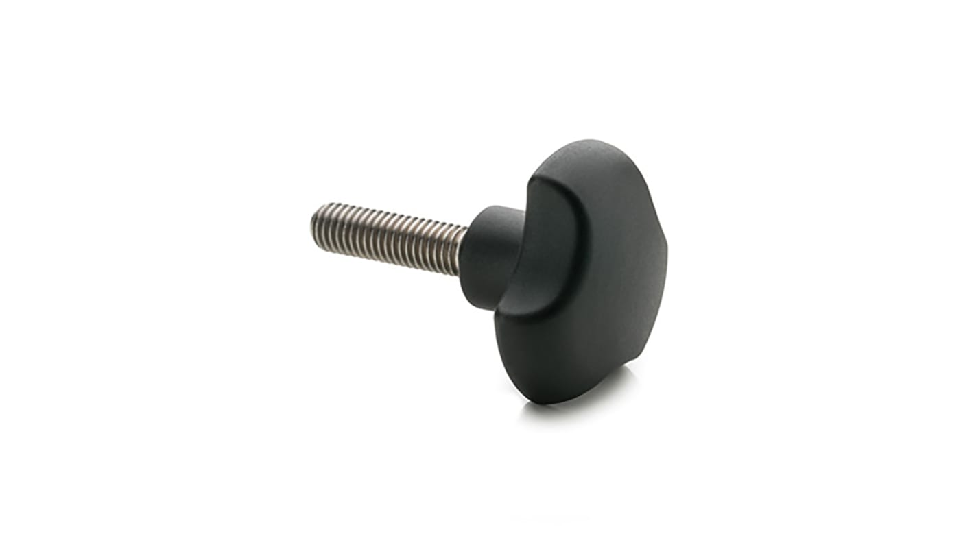 Elesa 167161 Black Multiple Lobes Clamping Knob, M5, Threaded Stud