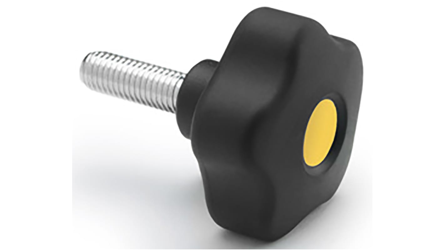 Elesa 169973-C9 Black Hex Clamping Knob, M10, Threaded Stud