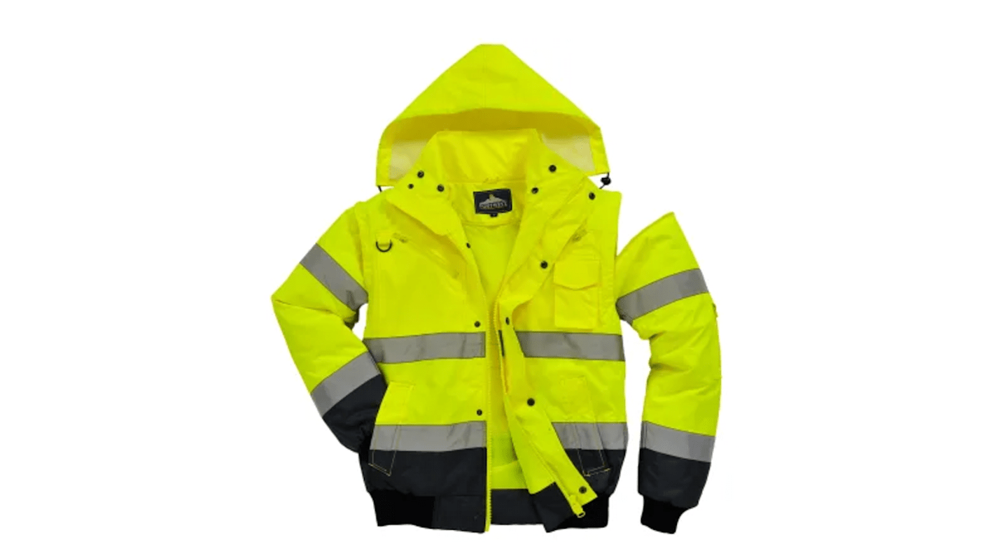 RS PRO Herren Warnschutz Bomberjacke Wasserdicht, Polyester Gelb, Futter PET, Größe L