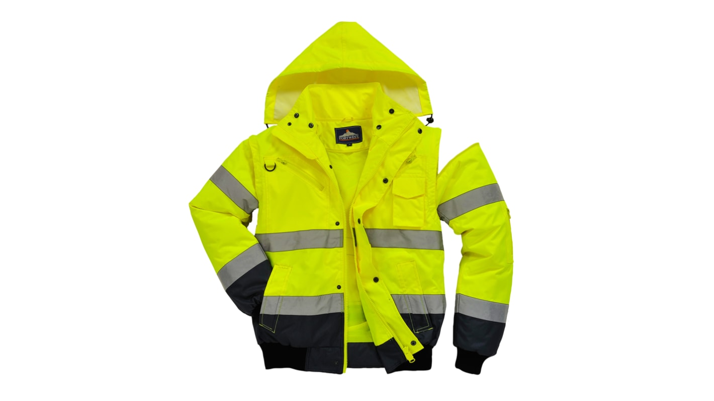 RS PRO Herren Warnschutz Bomberjacke Wasserdicht, Polyester Gelb, Futter PET, Größe L