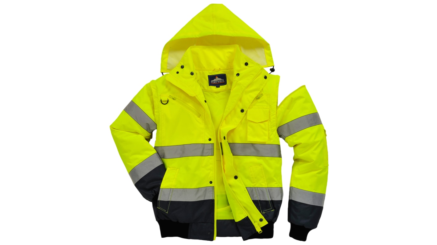 RS PRO Herren Warnschutz Bomberjacke Wasserdicht, Polyester Gelb, Futter PET, Größe 3XL