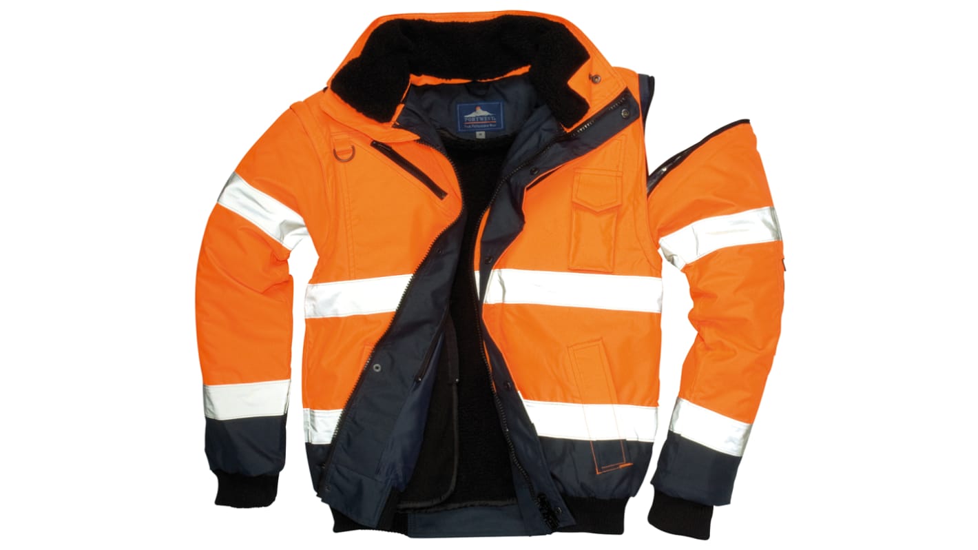 RS PRO Herren Warnschutz Bomberjacke Wasserdicht, Polyester Orange, Futter PET, Größe 3XL