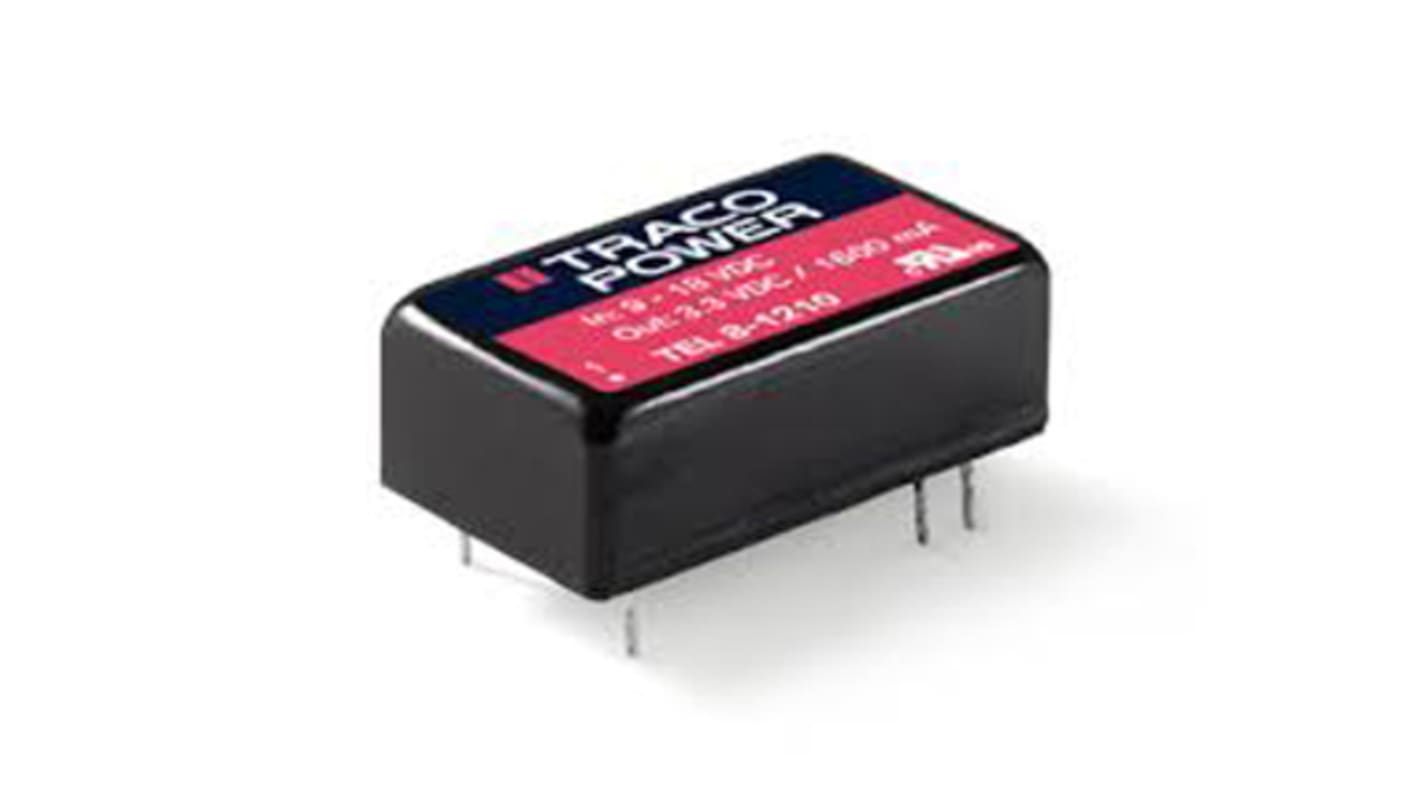 TRACOPOWER TEL 8 DC-DC Converter, 3.3V dc/ 1.6A Output, 9 → 18 V dc Input, 8W, Through Hole, +80°C Max Temp