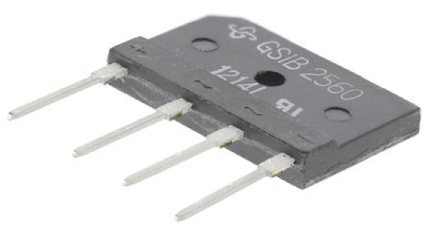 Vishay 单相整流桥, 硅结型, 3.5A, 600V, 4针, GSIB-5S, 通孔安装, -55 °C→+150 °C