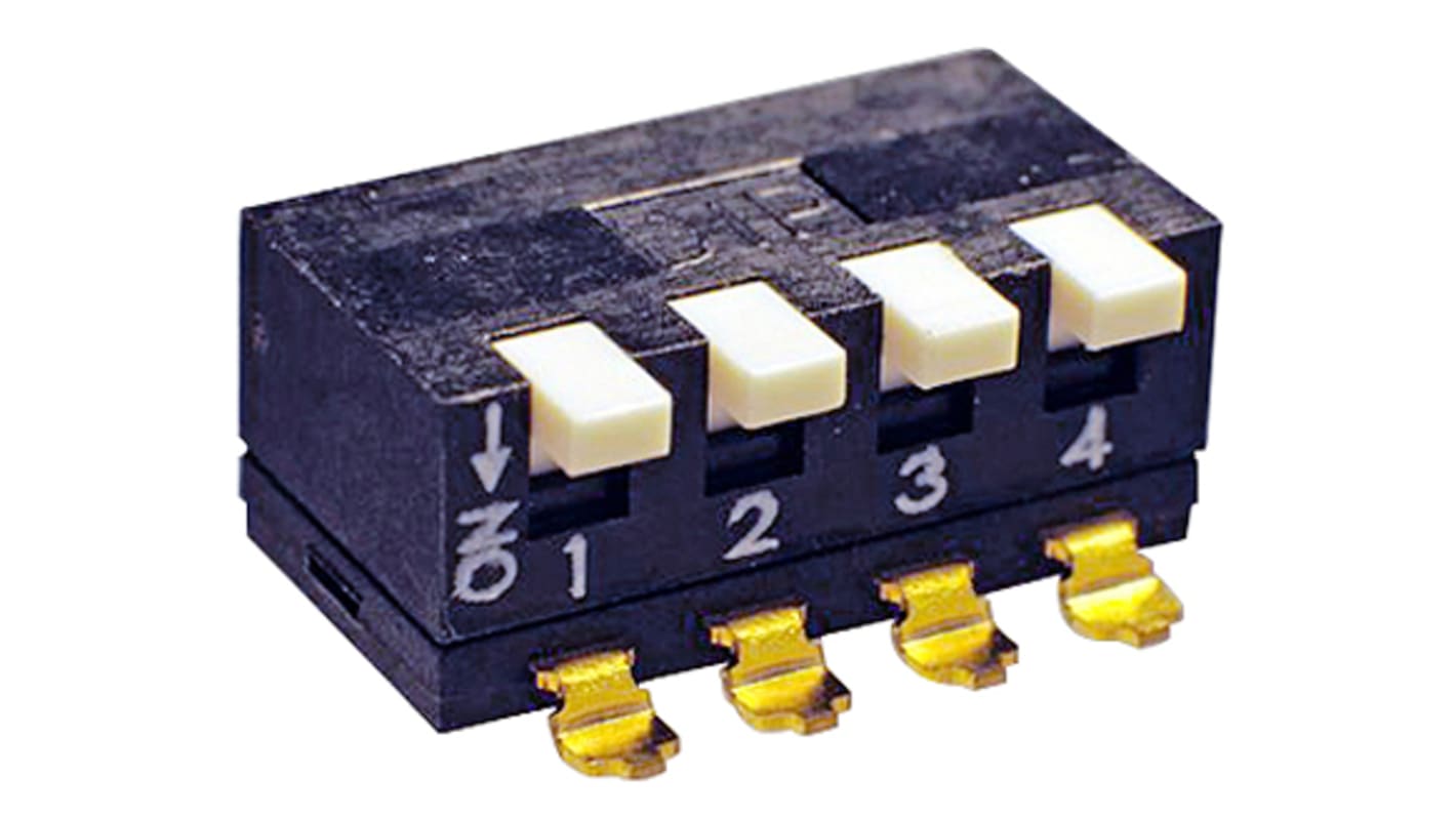 KNITTER-SWITCH 4 Way Surface Mount DIP Switch 4PST, Flat Actuator