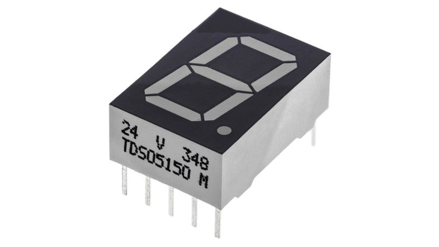 Display LED a 7 segmenti a segm. Vishay, H. 13mm, 7 x 17.5mm, 5 mcd, col. Rosso-arancione