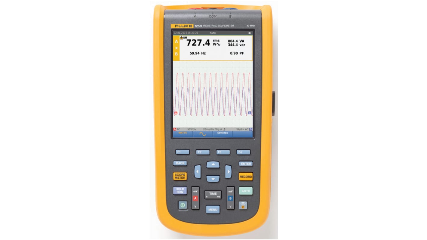Fluke 120 B 125B Handheld Oszilloskop 2-Kanal Analog 40MHz, ISO-kalibriert CAN, RS232, RS422, RS485, USB