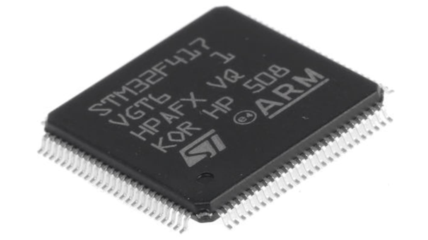 STMicroelectronics STM32F4单片机, ARM Cortex M4内核, 100针, LQFP, 最大168MHz, 1.024 MB 闪存, 4 kB、192 kB RAM