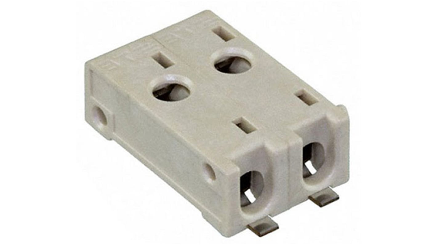 TE Connectivity Straight Surface Mount PCB Socket, 2-Contact, 1-Row, 4mm Pitch, Solder Termination