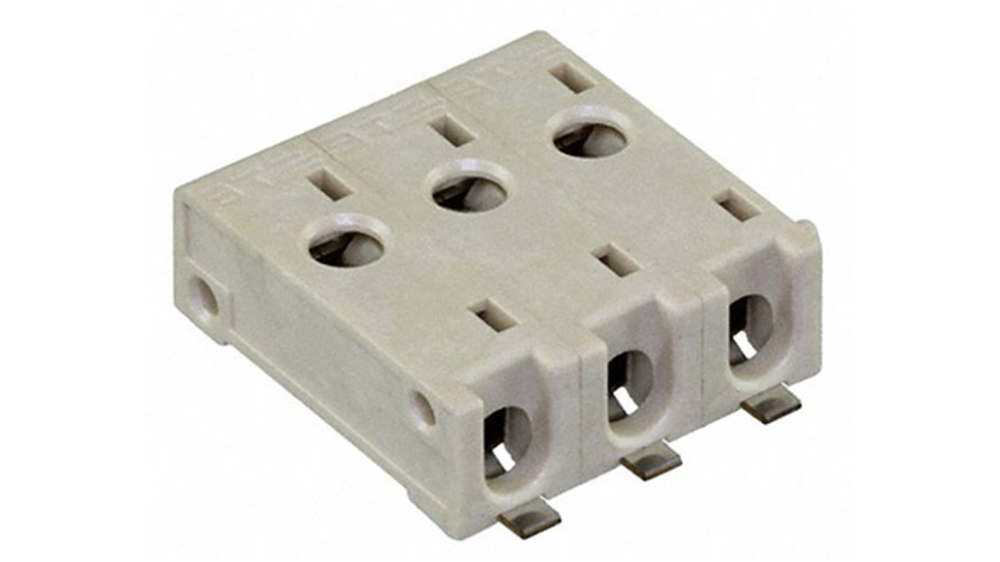 TE Connectivity Straight Surface Mount PCB Socket, 3-Contact, 1-Row, 4mm Pitch, Solder Termination