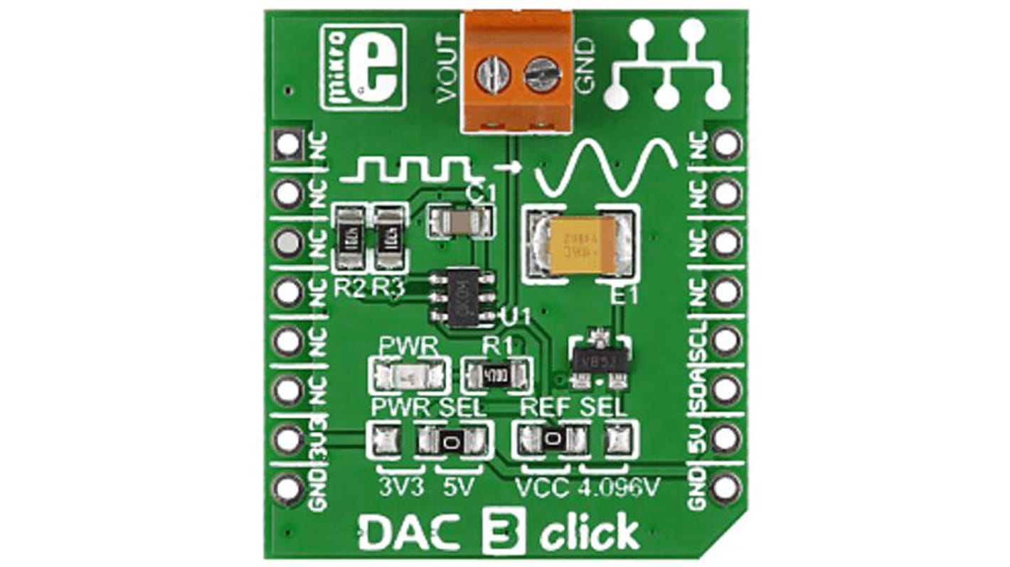 MikroElektronika MIKROE-2038 DAC 3 Click Add On Board Signal Conversion Development Kit