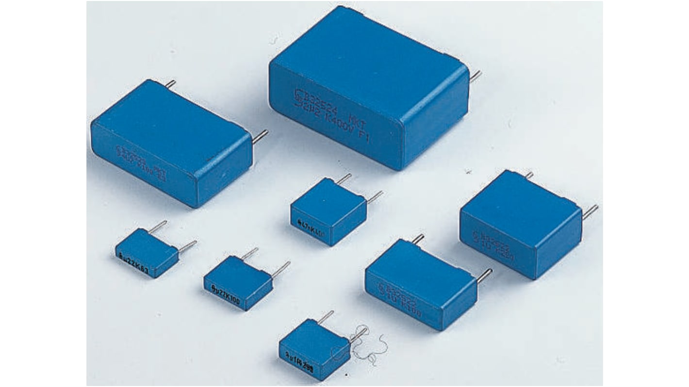 Condensador de película EPCOS, 3.3μF, ±10%, 63 V ac, 100 V dc, Montaje en orificio pasante