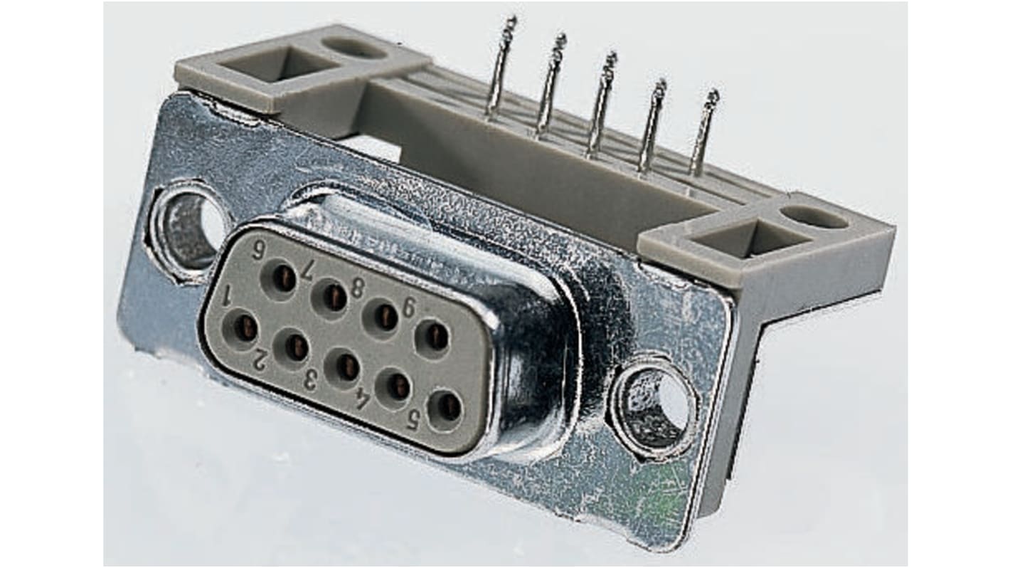 Conector D-sub Provertha, Serie TMC, paso 2.75mm, Ángulo de 90° , Orificio Pasante, Hembra, Terminación Soldador, 1,25