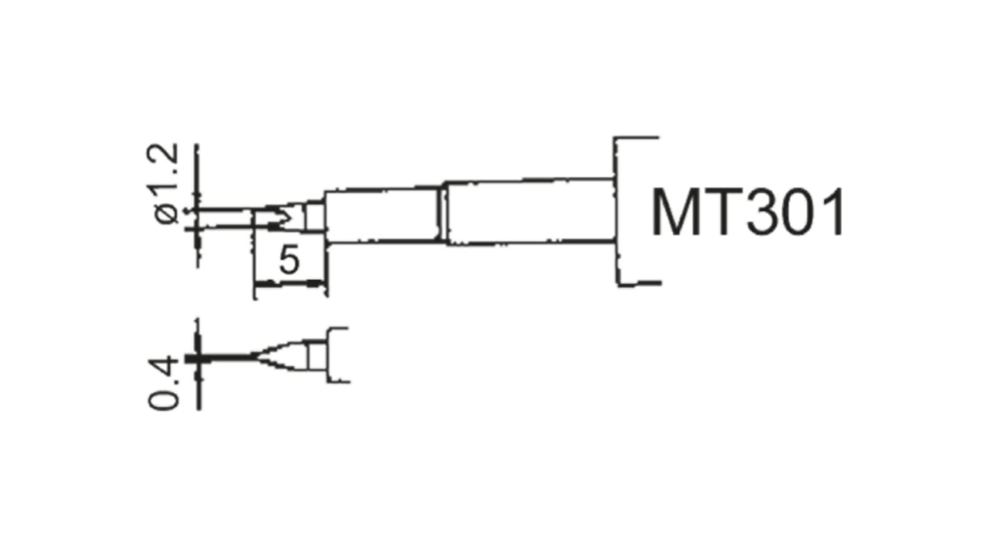 Weller MT301 1.19 mm Straight Chisel Soldering Iron Tip for use with MT1501