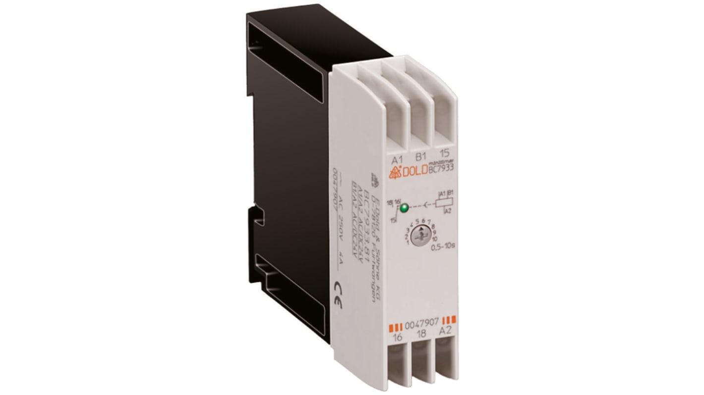 Dold BC7933N Series DIN Rail Mount Timer Relay, 24V ac/dc, 1-Contact, 5 → 100s, 1-Function, SPDT