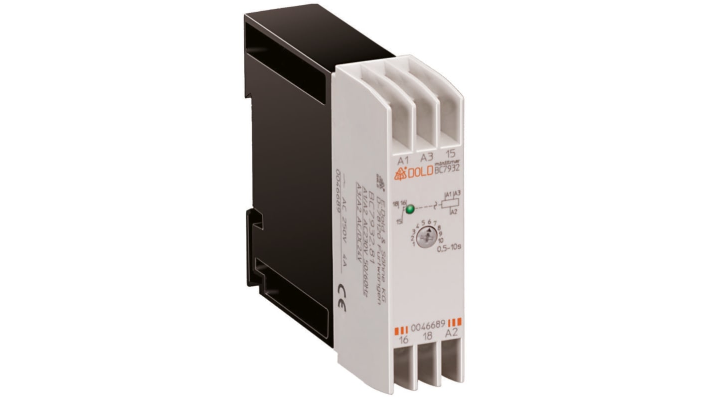 Dold BC7932N Series DIN Rail Mount Timer Relay, 24V ac, 1-Contact, 0.5 → 10s, 1-Function, SPDT