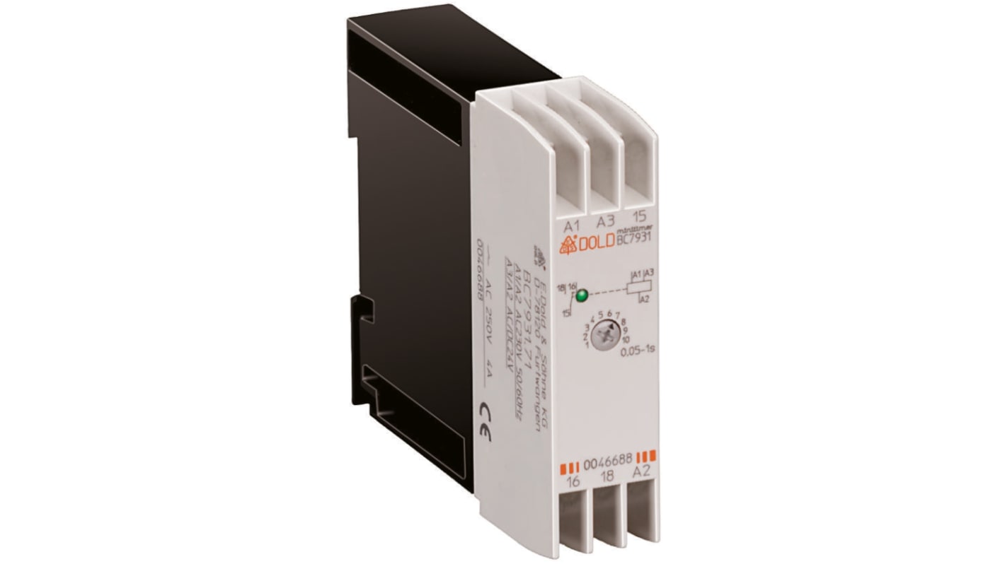 Dold BC7931N Series DIN Rail Mount Timer Relay, 24V ac, 1-Contact, 0.05 → 100s, 1-Function, SPDT