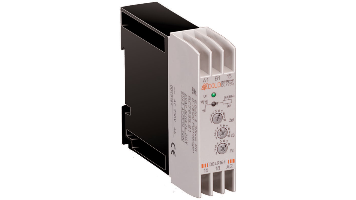 Dold BC7935N Series DIN Rail Mount Timer Relay, 24 → 240V ac/dc, 1-Contact, 0.5 → 10s, SPDT