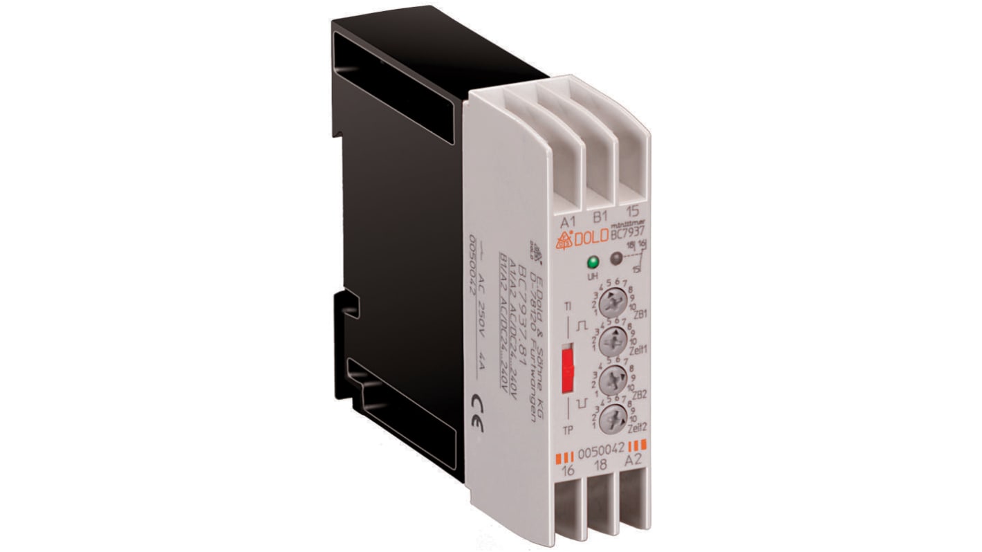 Dold シングル タイマーリレー, 0.05s → 300h, 24 → 240V ac/dc, SPDT, DINレール, BC7937N シリーズ