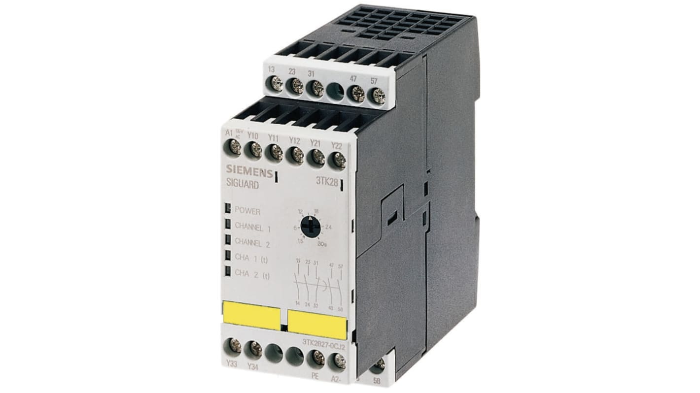 Siemens SIRIUS 3TK28 1 Auxiliary Contacts Safety Relay 24V dc, Single Channel 2 Safety Contacts