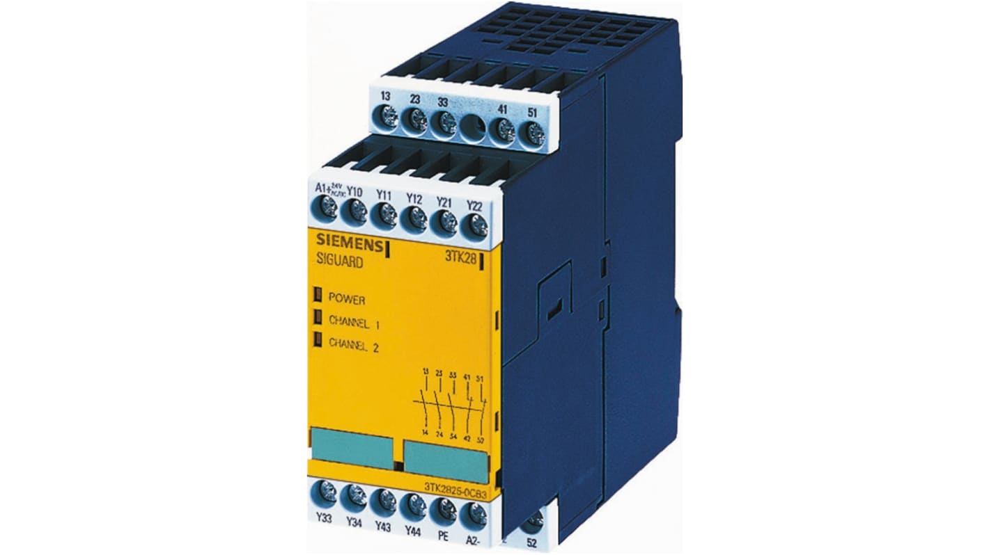 Siemens 3TK28 Safety Relay, 24V ac, Dual-Channel, 3 Safety Contacts