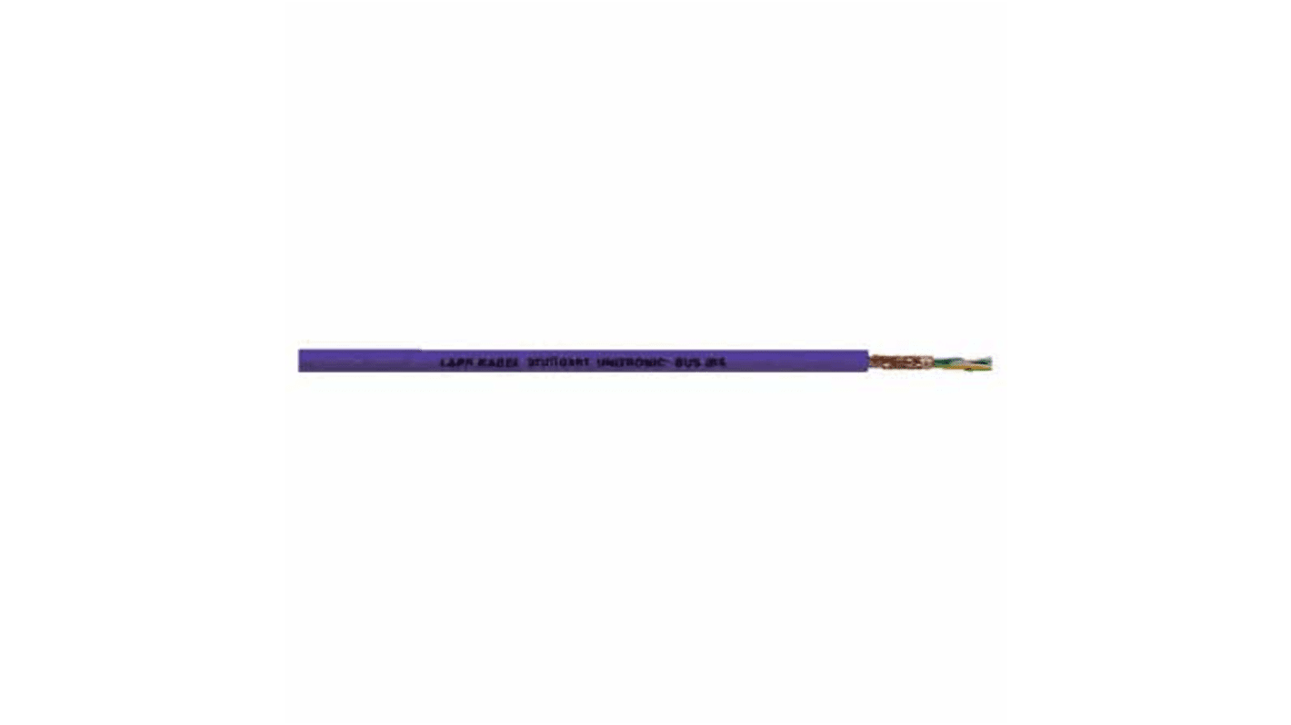 Lapp UNITRONIC BUS IBS Data Cable, 2 Cores, 0.22 mm², Screened, 100m, Purple PVC Sheath, 24 AWG