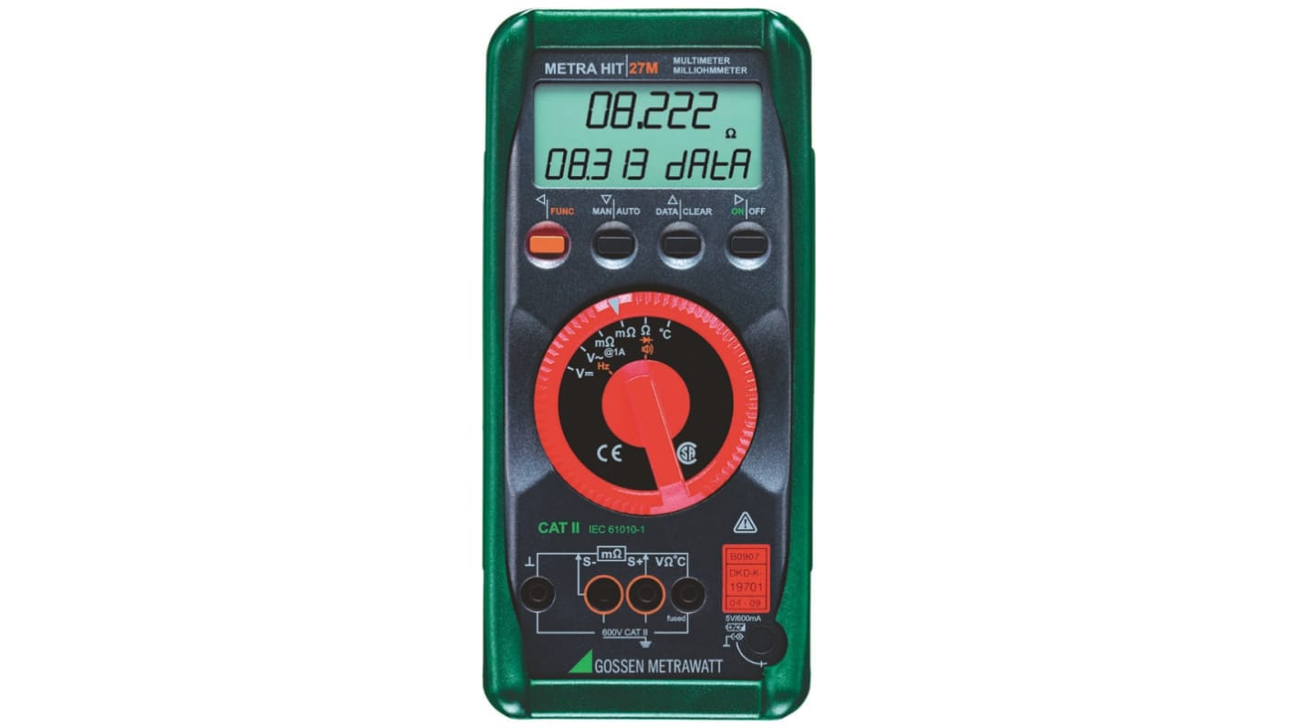 Gossen METRAHit 27MLCD Digital-Multimeter, CAT II 600V ac, 30MΩ, ISO-kalibriert