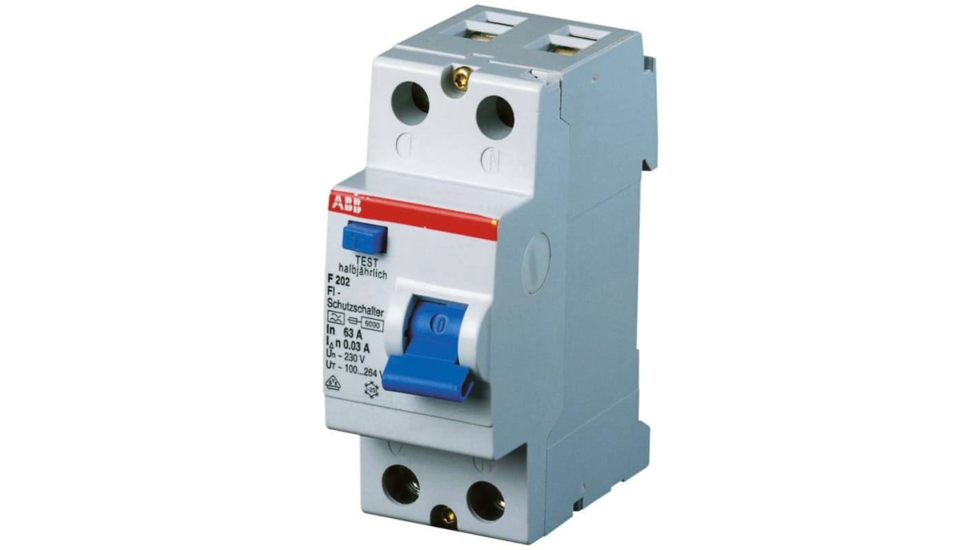 ABB F200 RCCB, 25A, 2 Pole, 300mA, Type A, 230V