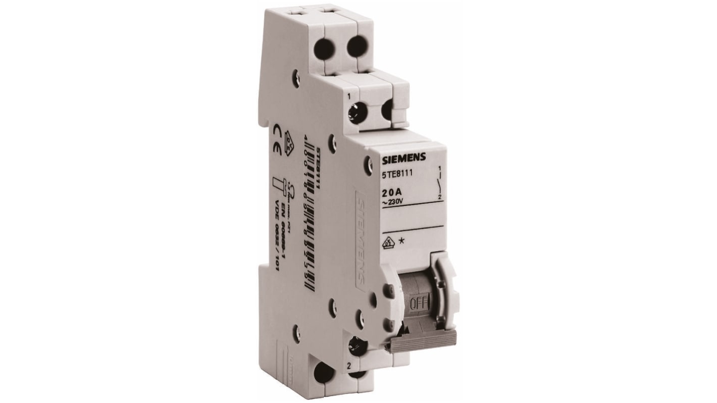 Siemens 1P Pole Isolator Switch - 20A Maximum Current