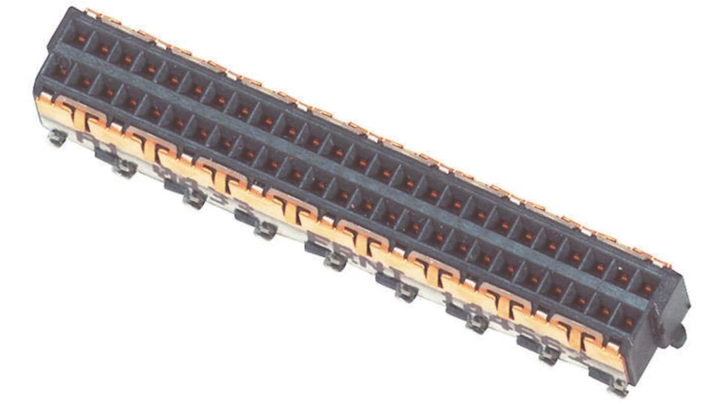 Conector macho para PCB, ERNI serie MicroSpeed, Recto 50 pines 2 filas paso 1mm, Terminación Soldada