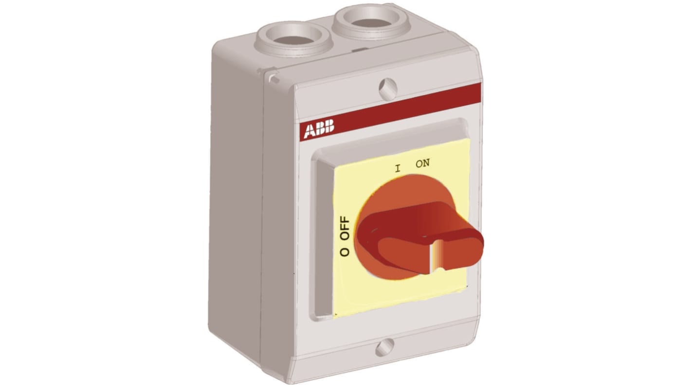 ABB 3P Pole Isolator Switch - 23A Maximum Current, 7.5kW Power Rating, IP65