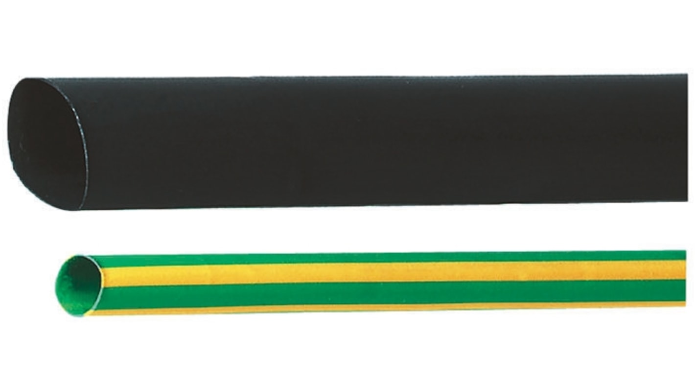 HellermannTyton Heat Shrink Tubing, Green/Yellow 24mm Sleeve Dia. x 1m Length 3:1 Ratio, TREDUX Series