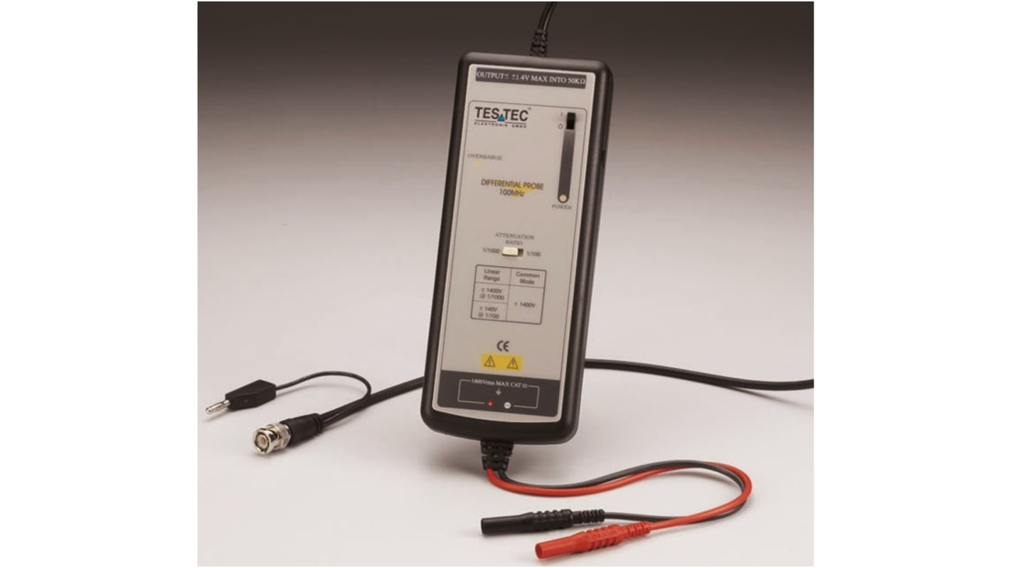 Testec oszcilloszkóp szonda TT-SI 9010 Aktív, differenciális, 70MHz, 1:100, 1:1000 csillapítás, 5kV, SI, BNC, 1, CAT I