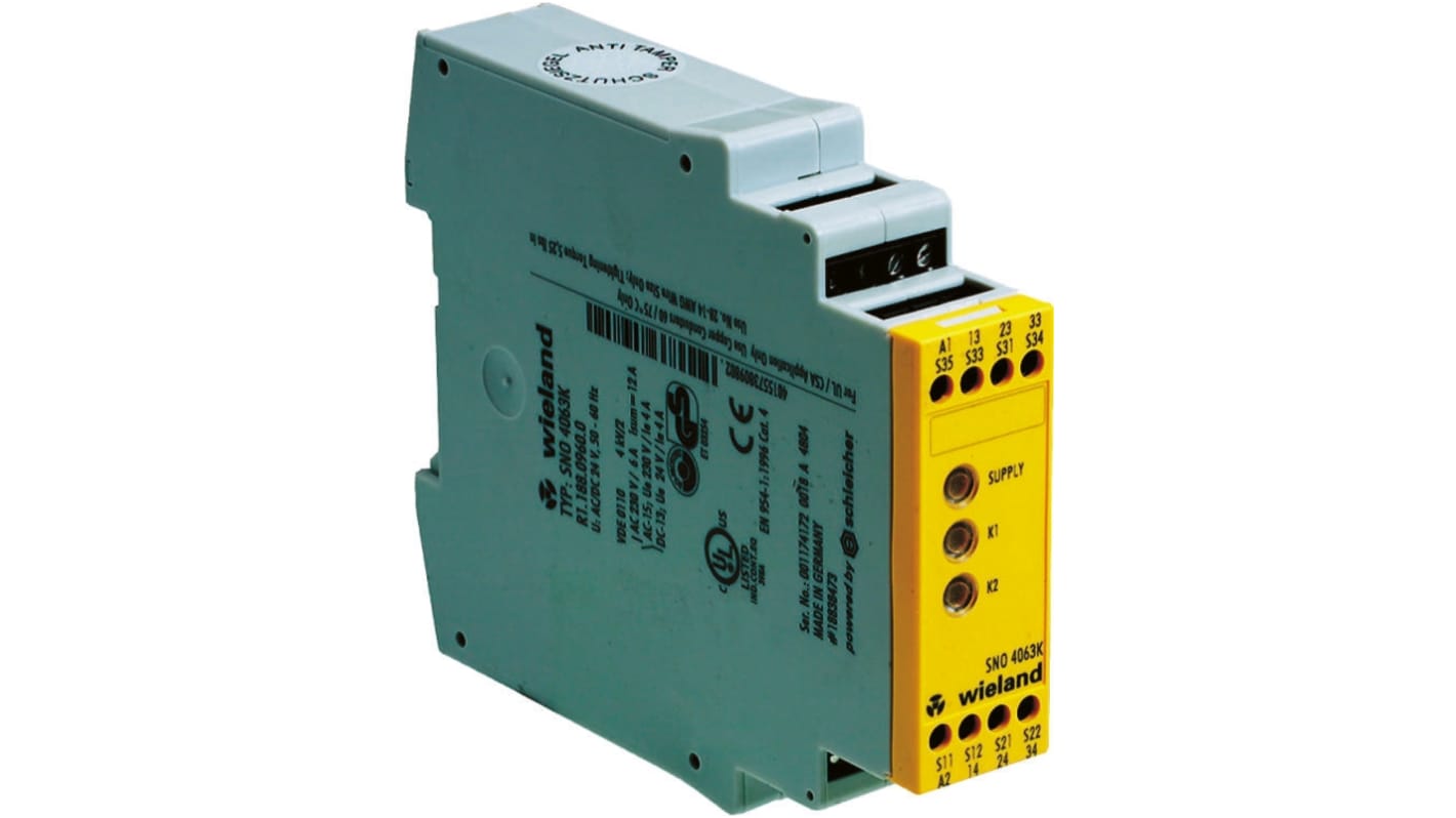 Wieland safeRELAY SNO 4063 Safety Relay, 230V ac, Dual-Channel, 3 Safety Contacts